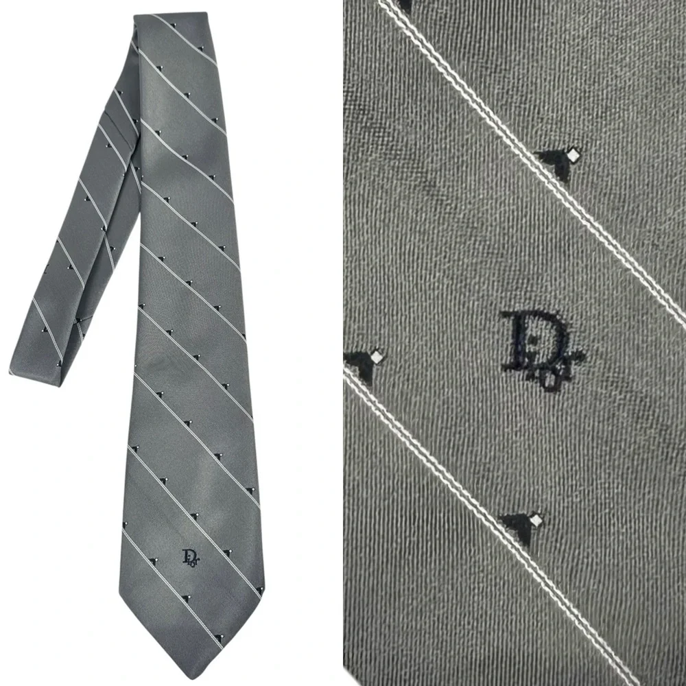 CHRISTIAN DIOR VINTAGE Dior Embroidered Logo Necktie